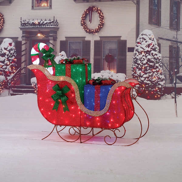 Outdoor Holiday Decor: 54 Inch Random Twinkle LED Sleigh