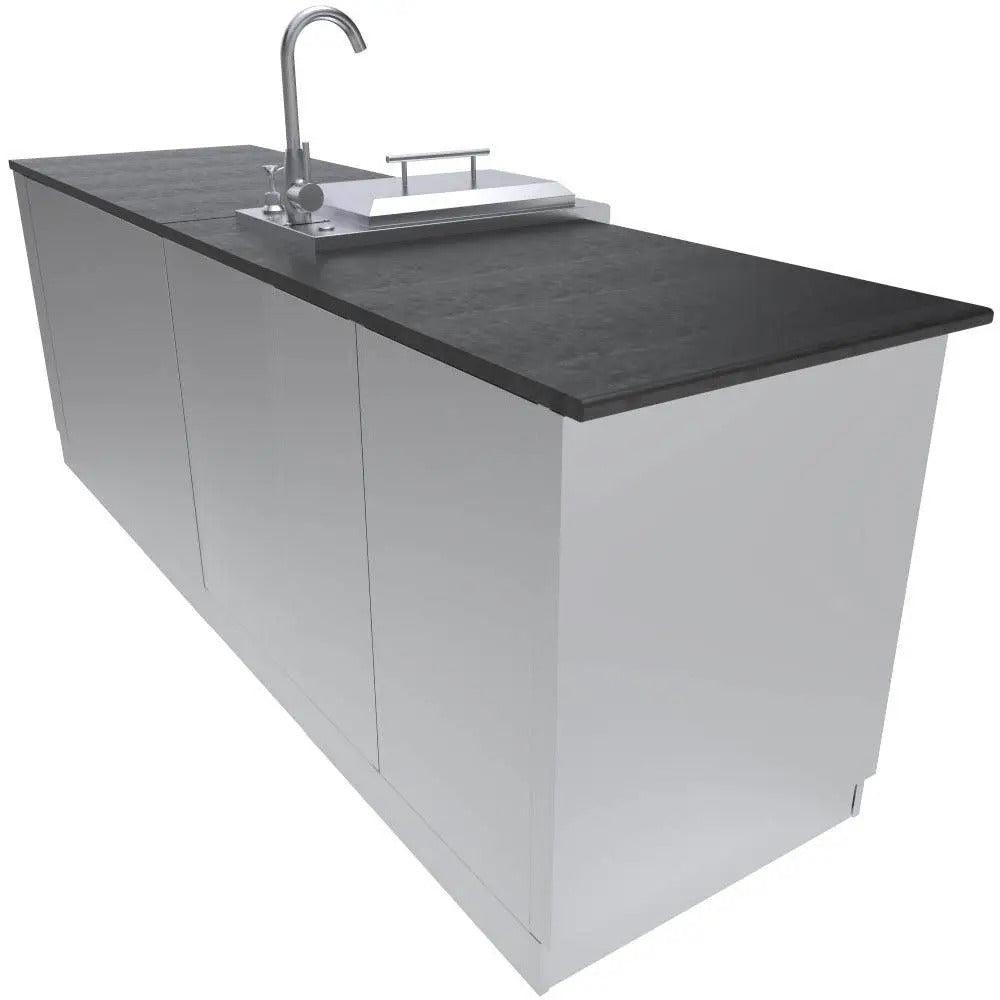 Outdoor Kitchen Island With Integrated Wet Bar Sink Cover