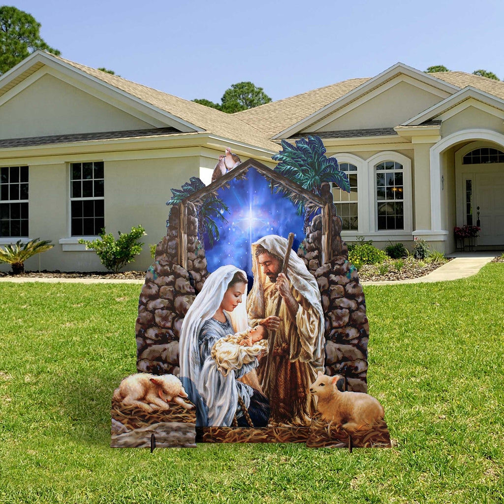 Outdoor Nativity: Arched Stable Yard Display, Ground Stakes