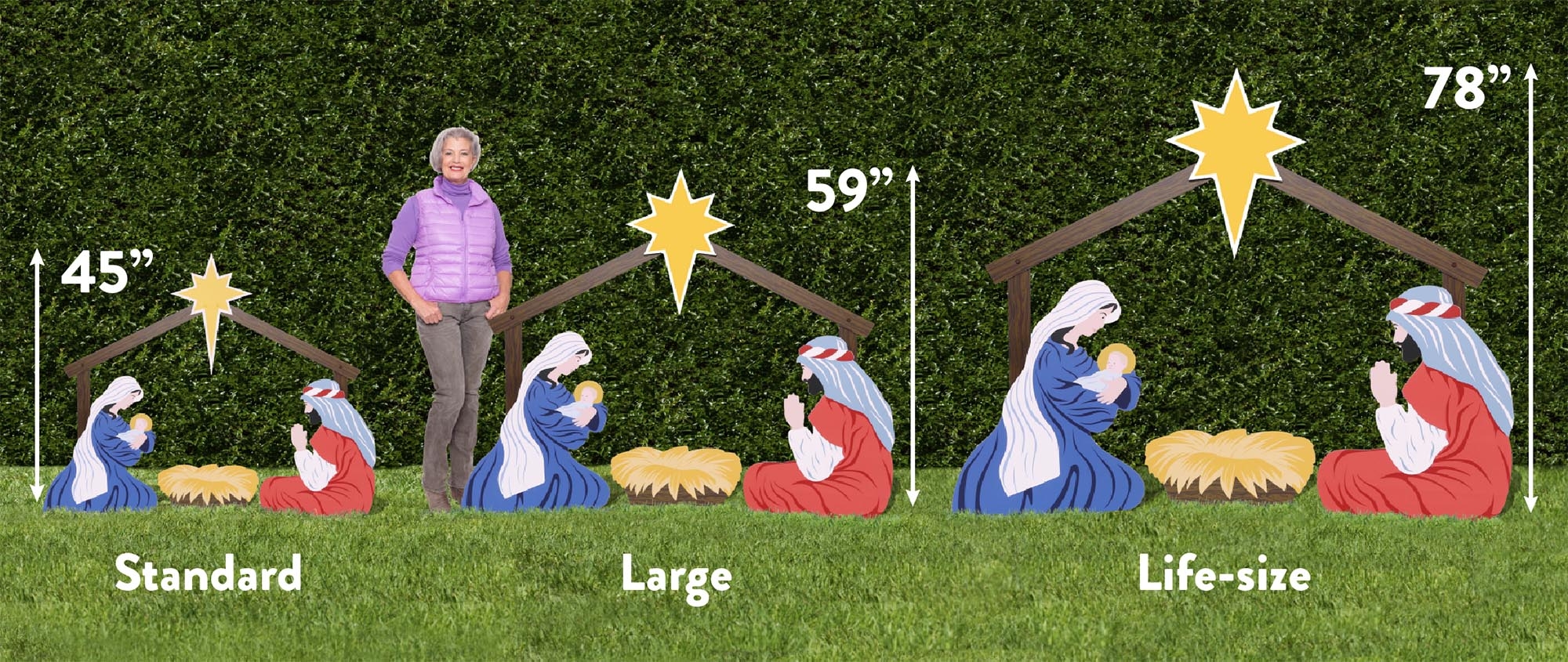Outdoor Nativity Set: Three Size Silhouette Style Holiday Set