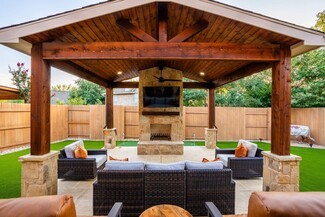 Outdoor Pavilion Vaulted Wood Ceiling and Putting Green