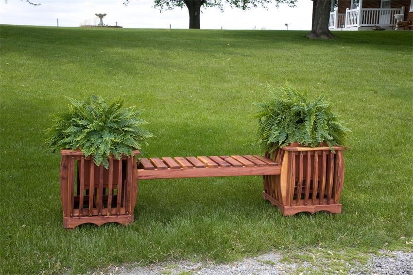 Outdoor Planter Bench: Scalloped Base Craftsman Garden Seat