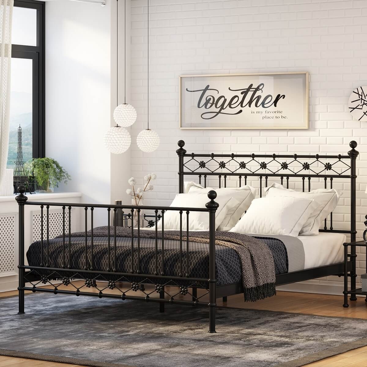Panel Bed Frame Featuring Lattice Headboard Details