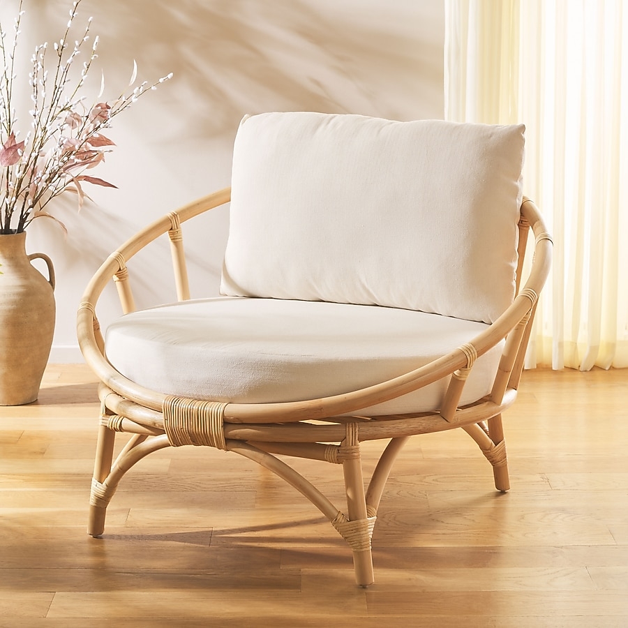 Papasan Armchair Rattan Frame Wrapped Joints Coastal Rattan Papasan Chair
