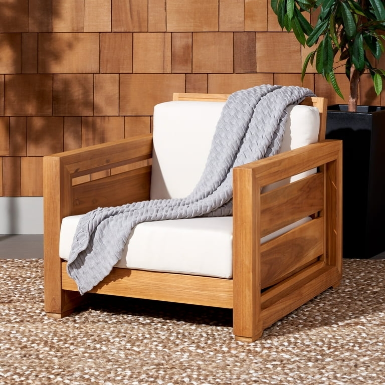 Patio Armchair Slatted Sides Block Frame Teak Block Frame Armchair