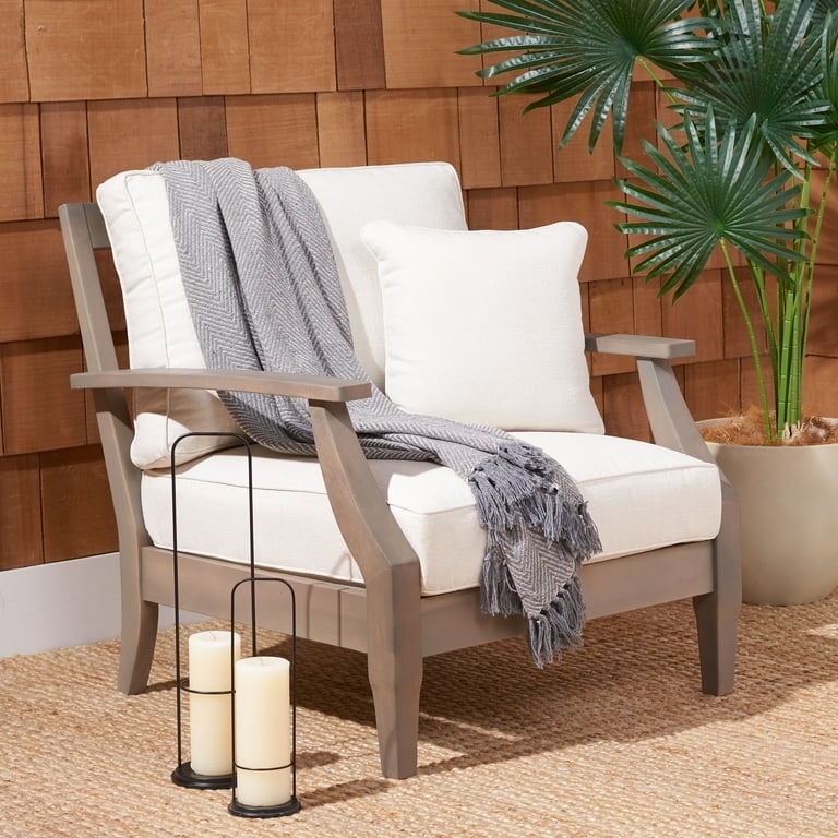 Patio Armchair Weathered Gray Wood Coastal Wood Patio Chair