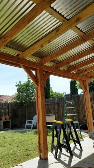 Patio Cover: Diagonal Knee Braces Rustic Wood Pergola