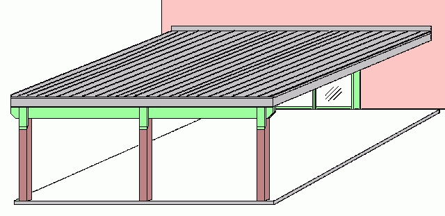 Patio Cover: Green Trim Sloped Patio Cover Design