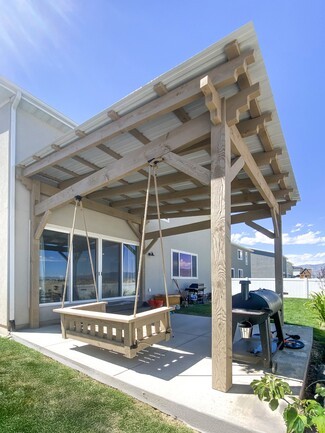 Patio Cover: Hanging Daybed Swing Timber Frame Design