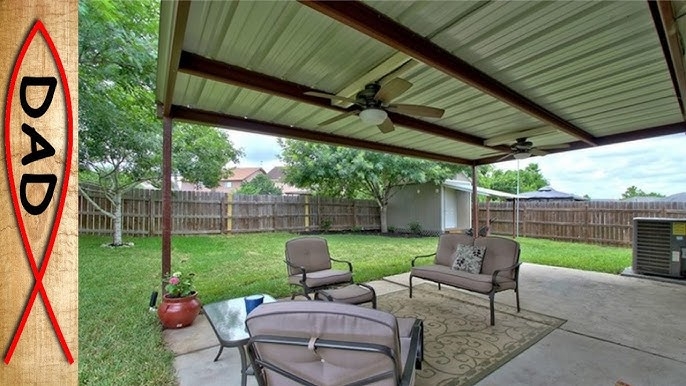 Patio Cover: Twin Ceiling Fans Industrial Backyard Retreat