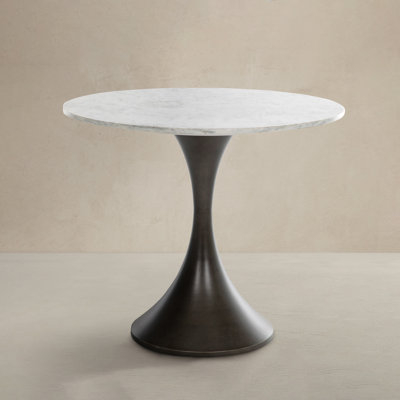 Pedestal Dining Table: Trumpet Base White Stone Table