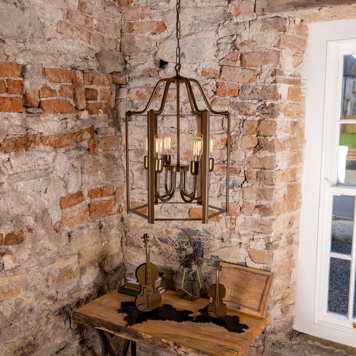 Pendant Light Antique Bronze Industrial Cage Light Fixture