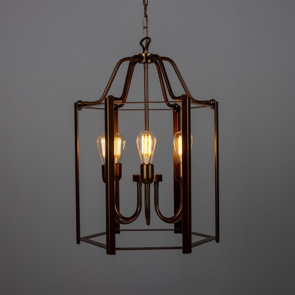 Pendant Light Open Cage Bronze Industrial Edison Bulb Light