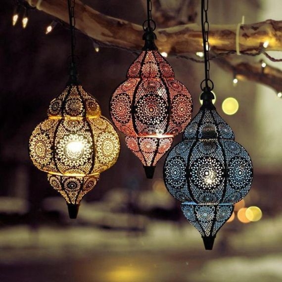 Pendant Light Pierced Metalwork Moroccan Pierced Lanterns