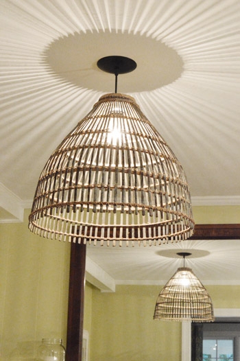 Pendant Light Radial Shadow Pattern Woven Basket Shade