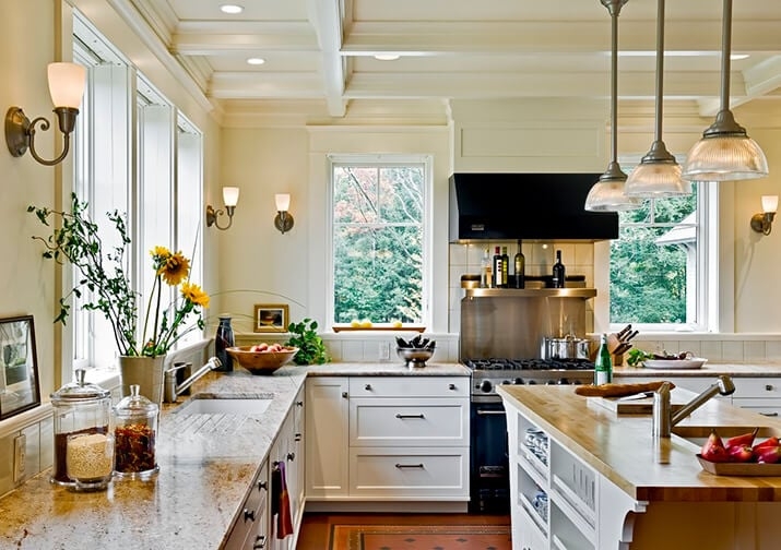 Pendant Light: Ribbed Glass Butcher Block Island