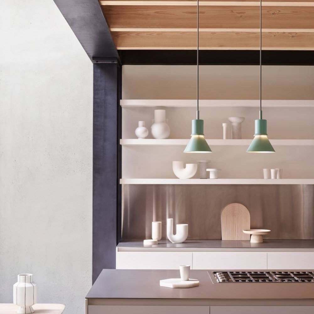 Pendant Light: Sage Green Cone Kitchen Lighting