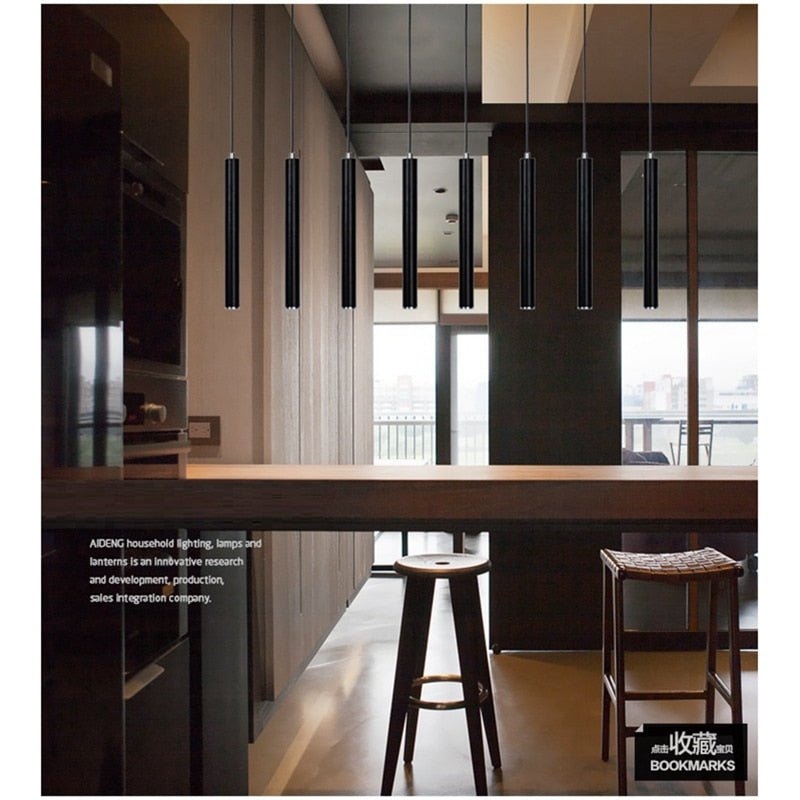 Pendant Light: Slim Matte Black Pipe Pendant Series