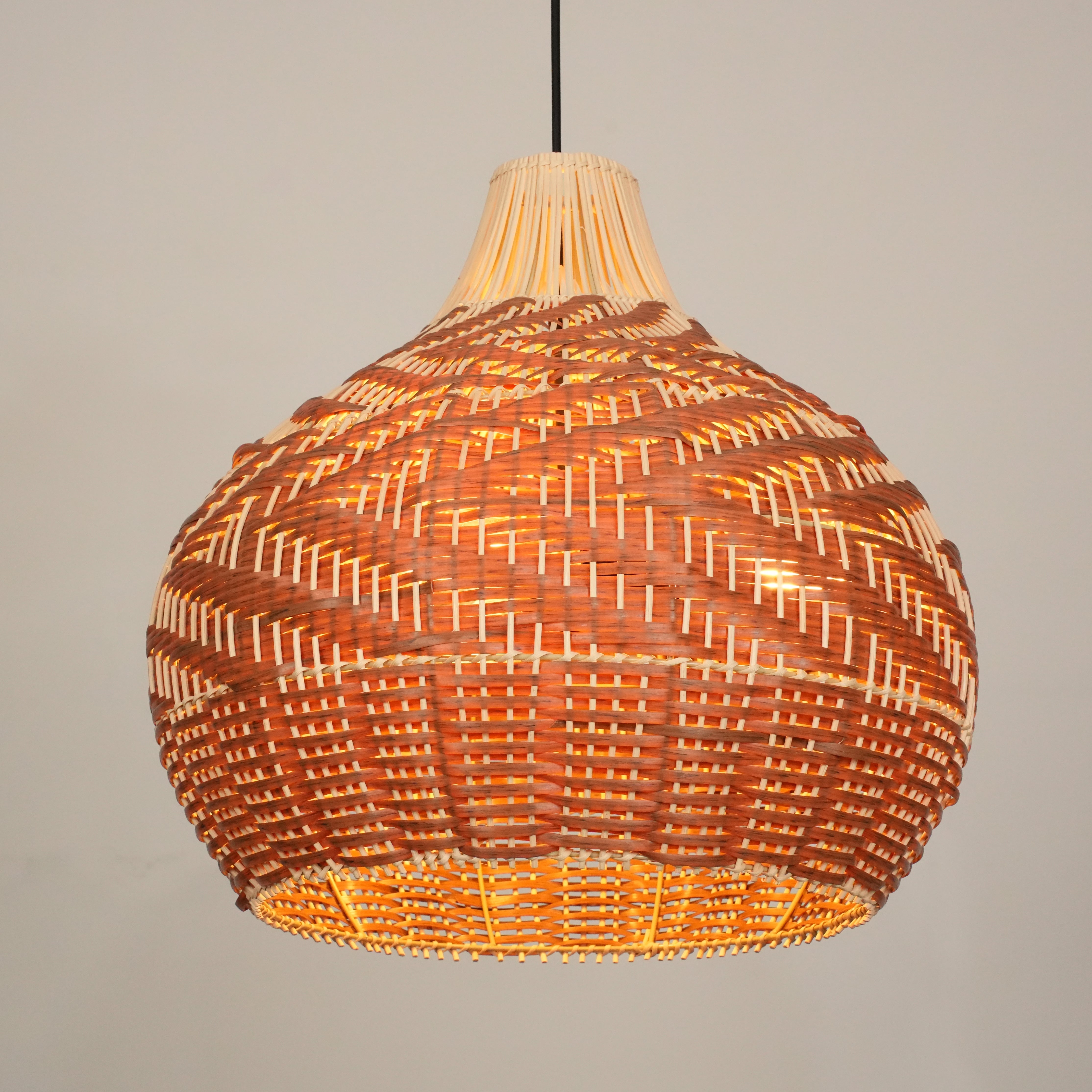 Pendant Light Two Tone Reddish Weave Bell Shaped Boho Lamp