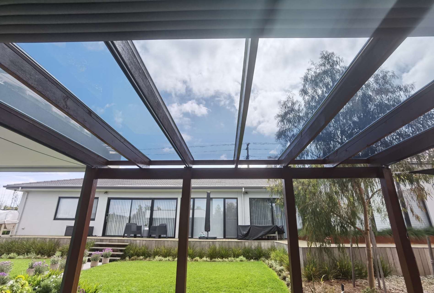 Pergola with Clear Roof Panels: Clear Roof Pergola Design