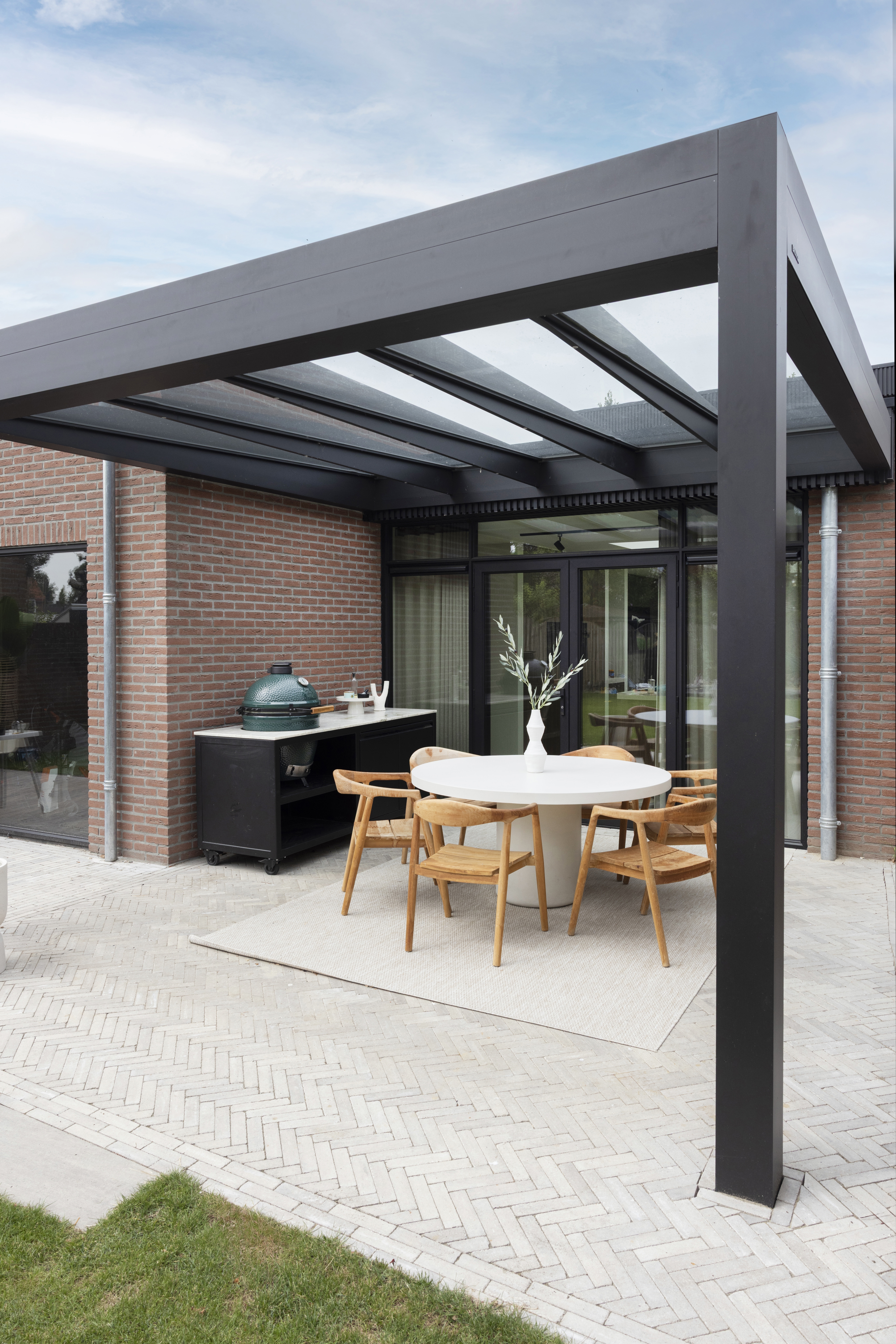 Pergola with Herringbone Pavers: Herringbone Paver Patio