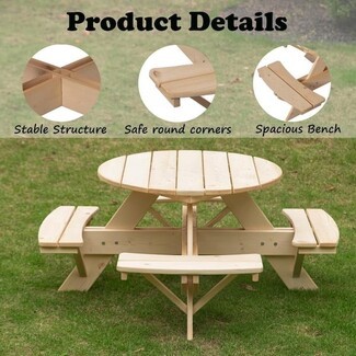 Picnic Table Rounded Safety Edges and Curved Children's Benches