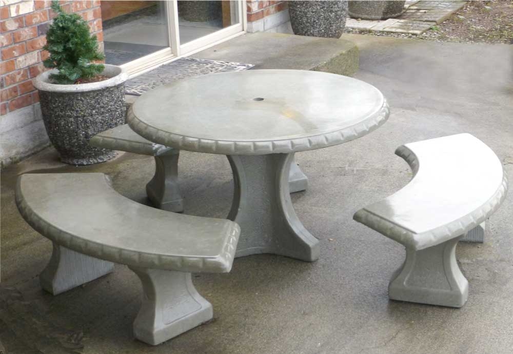 Picnic Table Set Precast Concrete Table with Scalloped Edge