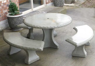 Picnic Table Set Precast Concrete Table with Scalloped Edge