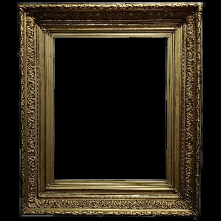 Picture Frame: Deep Profile Carved 19th Century Gilt