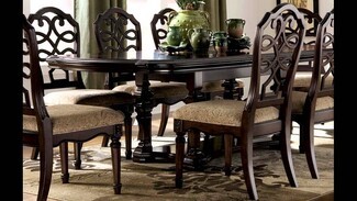 Pierced Dining Room Set with Traditional Scroll Back Wood