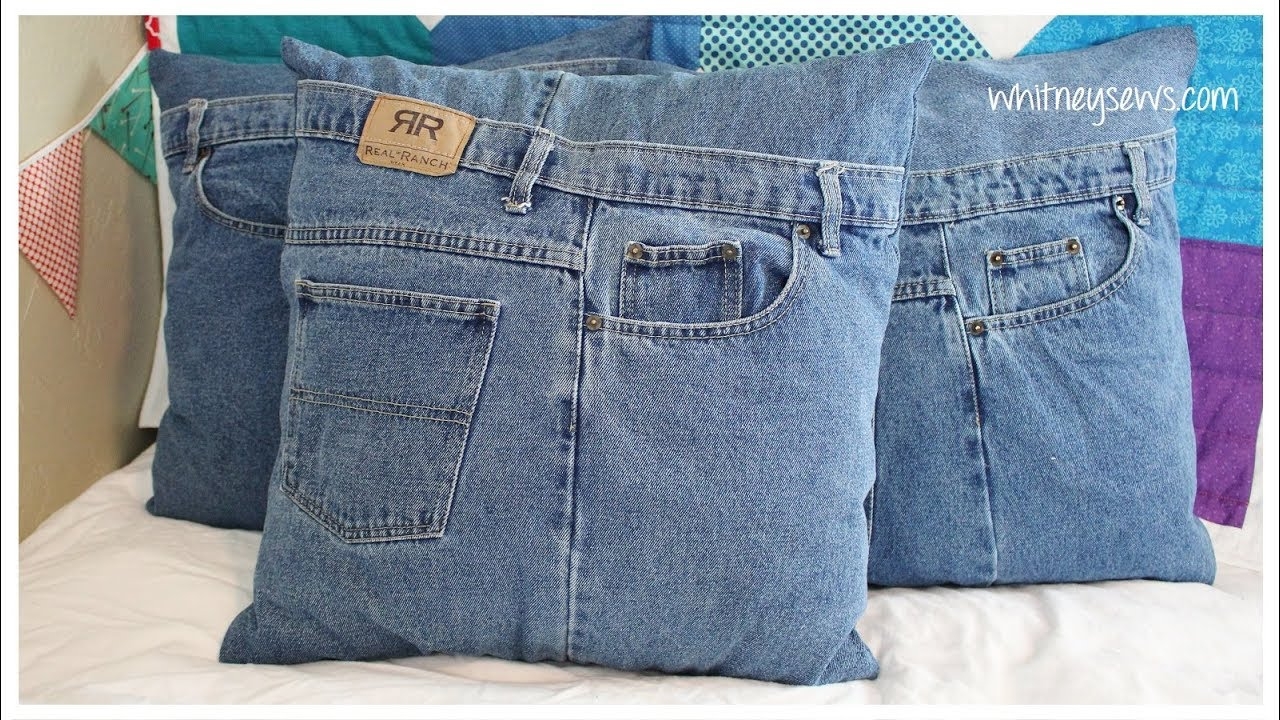 Pillow Sham with waistband border rustic denim shams