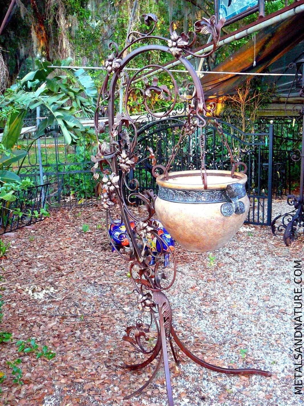 Plant Stand Floral Scrollwork C Frame Whimsical Garden Art