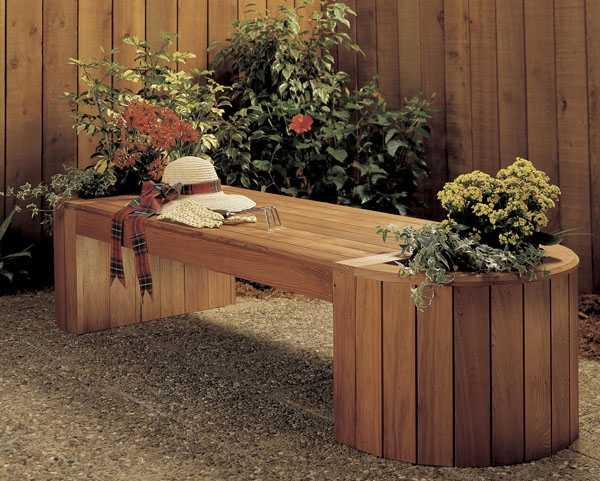 Planter Bench Combo: Curved Base Wood Garden Bench Plans
