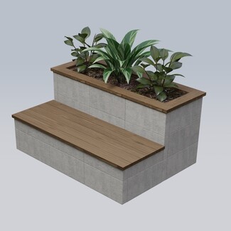 Planter Bench Combo with Tiered Construction Outdoor Kit