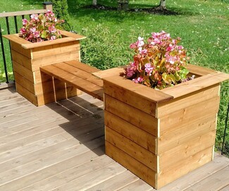 Planter Bench for Deck Seating Rustic Flower Box Bench