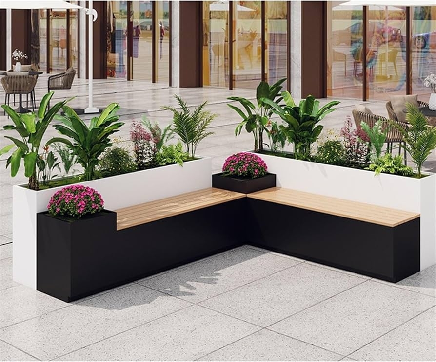 Planter Bench: Matte Black and White Contrast Garden Bed