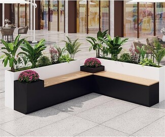 Planter Bench: Matte Black and White Contrast Garden Bed