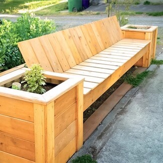 Planter Bench: Slatted Backrest DIY Outdoor Planter Bench