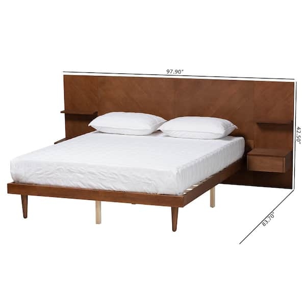 Platform Bed Chevron Wood Grain Mid-Century Platform Bed Frame