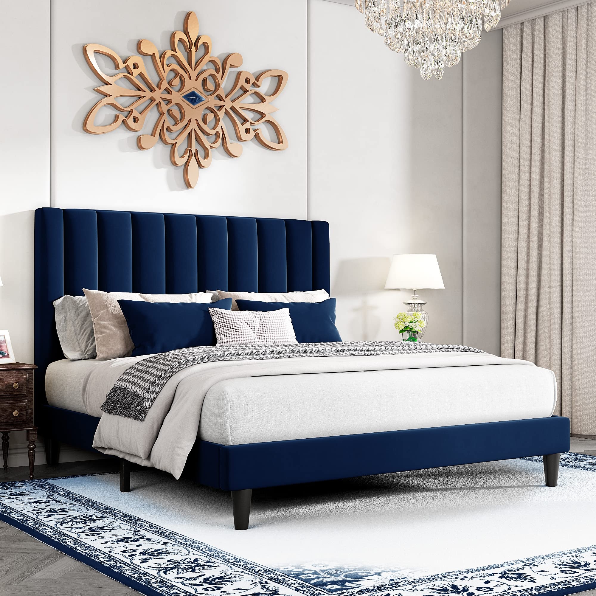Platform Bed Slat Support System and Vertical Headboard
