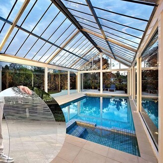 Pool Canopy using Clear Polycarbonate Panels for Roofs