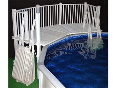 Pool Deck Fan Shaped Platform Vertical Picket Railing