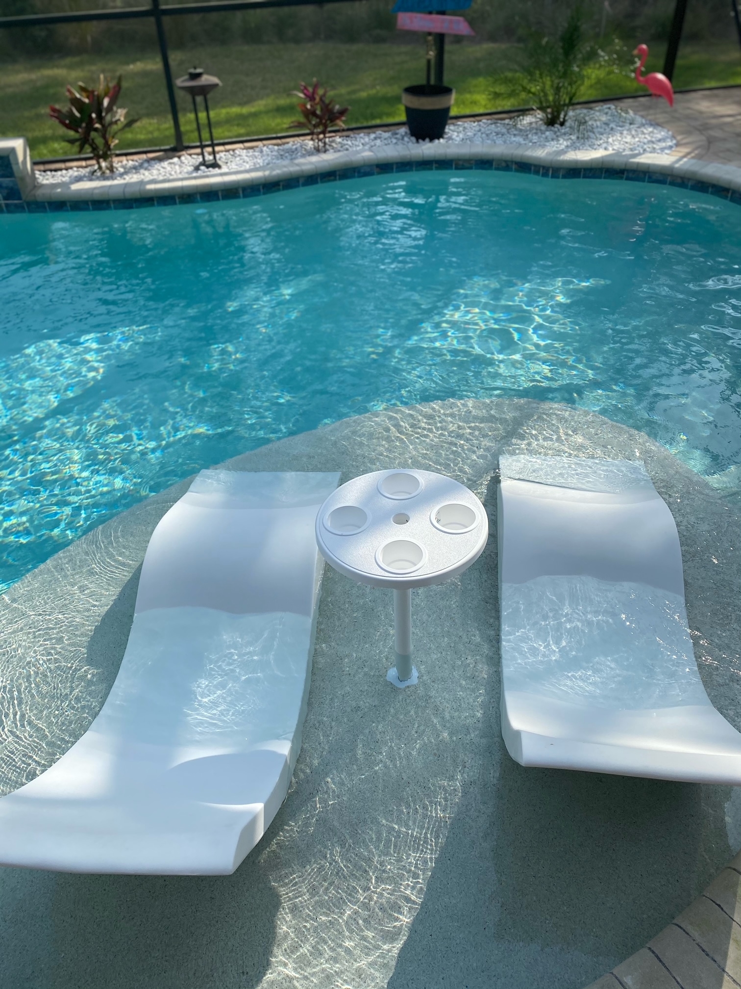 Pool Furniture Set: Four Cupholder Table Ledge Set