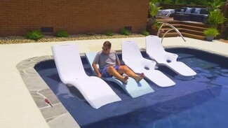 Pool Lounge Chair: Circular Cutouts Tanning Ledge Set