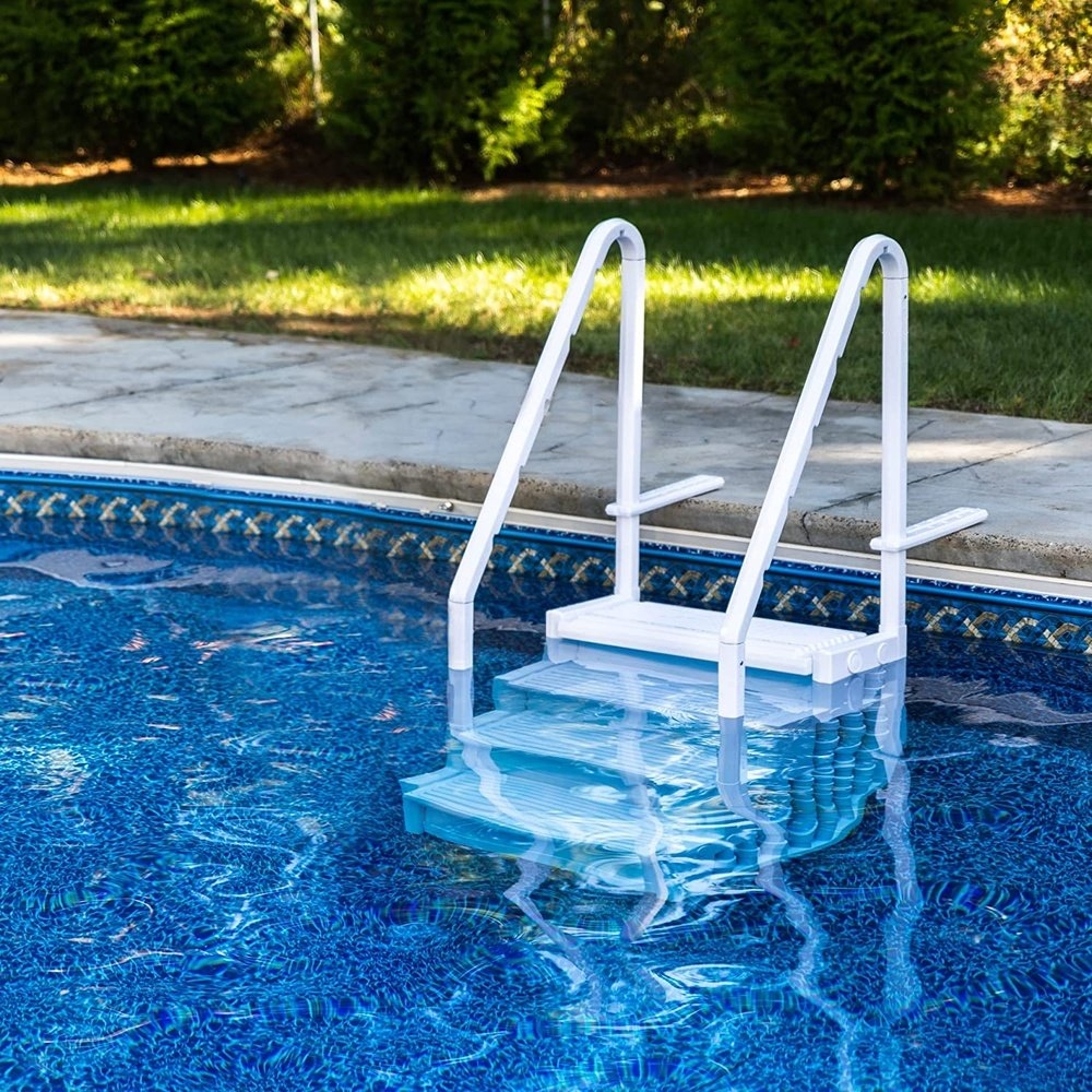 Pool Steps Extra Wide Treads White Resin Entry Step