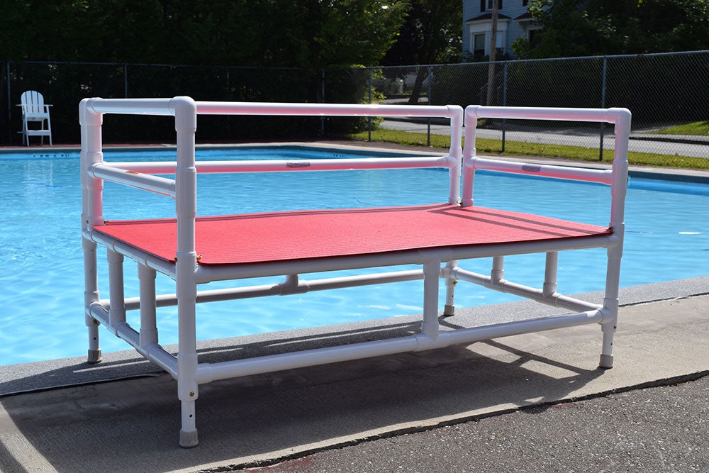 Pool Training Platform Adjustable Height Red Base Step