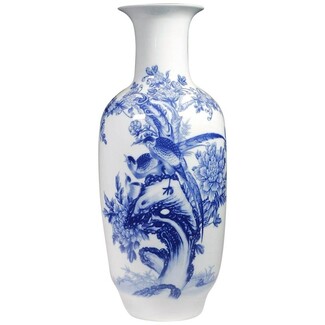 Porcelain Vase with Bird and Floral Motif from Modern Kiln