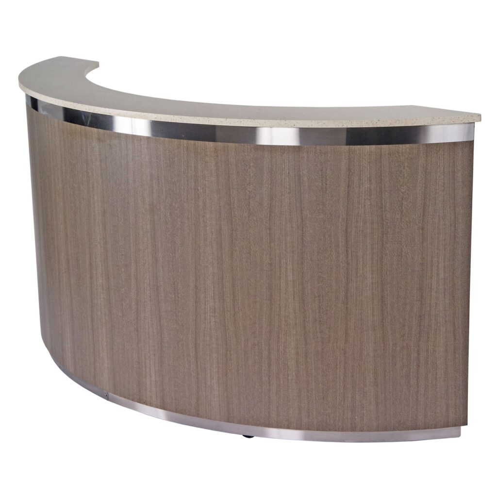 Portable Bar: Curved Wood Grain Finish for Hospitality