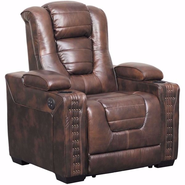Power Recliner with Pillow Top Arms and Distressed Faux Chair