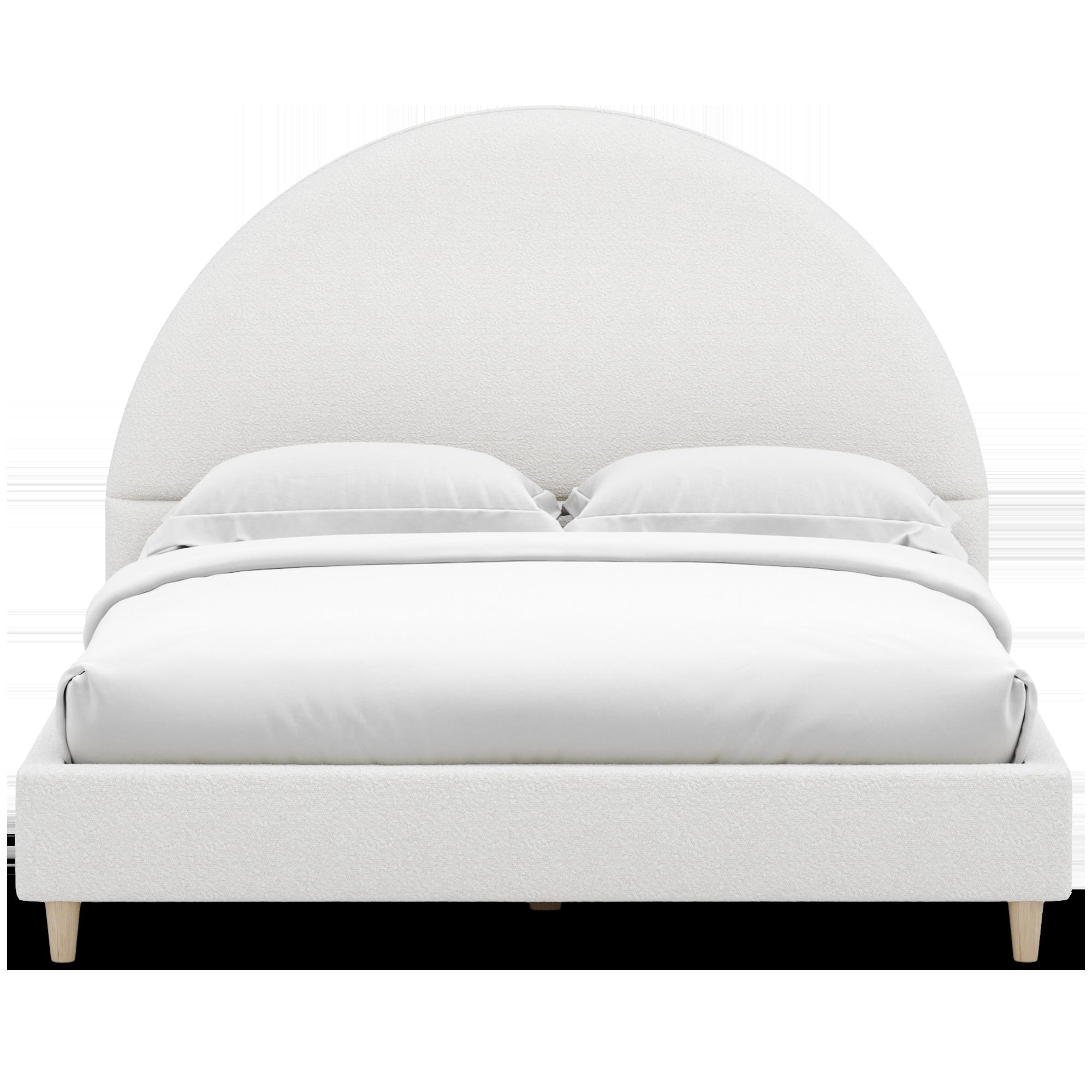 Queen Bed Ivory Boucle Arched Headboard Platform Frame